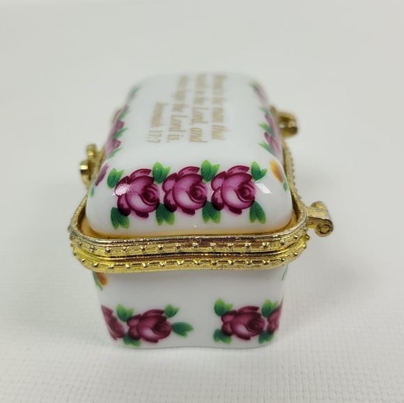 Imperial Porcelain Trinket Box With Bible Verse - Picture 8 of 9